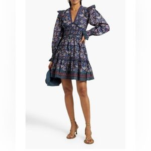Sea NY Noah mini dress with smocking and statement sleeves— worn once!